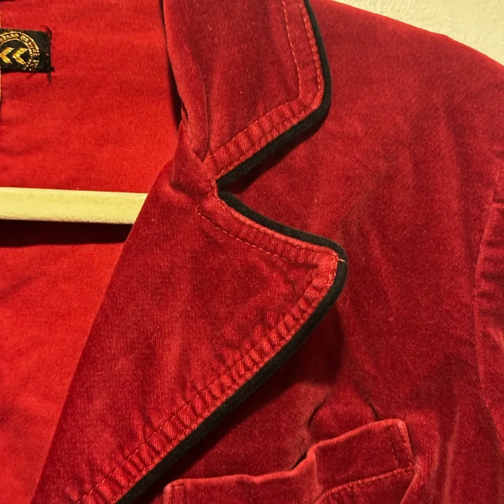 90s peplum velvet blazer size L Merlot - Picture 4 of 7
